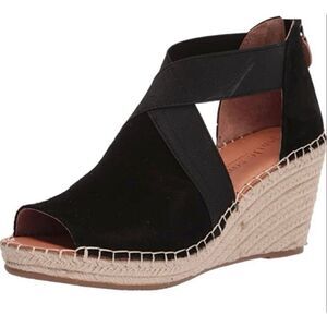 Gentle Souls Black Suede Colleen Wedge Espradilles Sandals Shoes Women’s Size 9